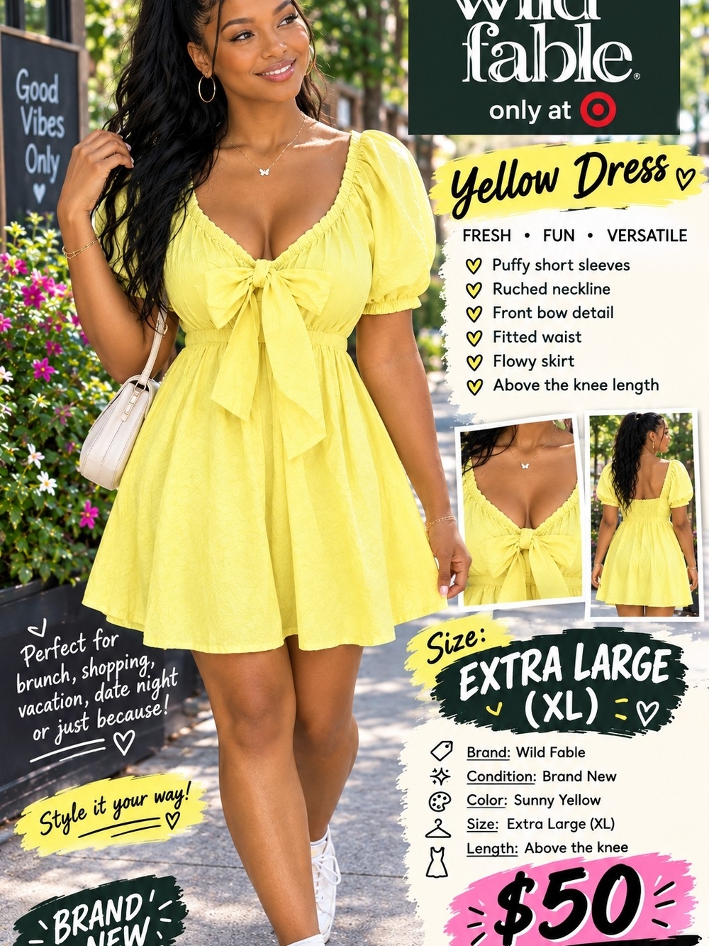 💛 Wild Fable Yellow Dress — Brand New! Price: $50 — NON-REFUNDABLE
Brighten up